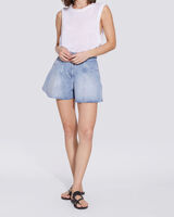 RAJO WIDE LEG LIGHT WASH DENIM SHORTS image number null
